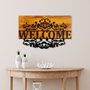 Wallity Welcome Escultura de pared de madera y metal en Nogal y Negro